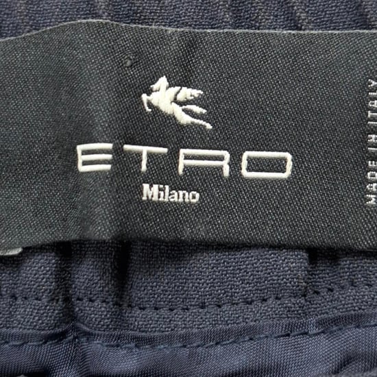 Etro Artemis Hose mit Kordelzug und Knopfdetails aus marineblauer Viskose - Image 3