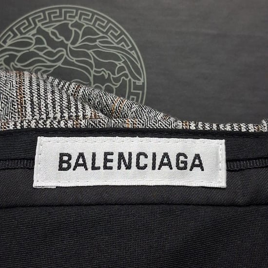 Balenciaga karierte, weite Wollhose in Grau - Image 3