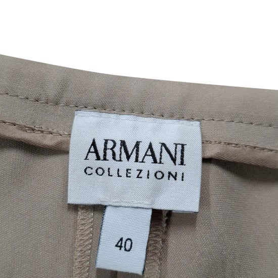 Hose mit weitem Bein von Armani Collezioni aus beigefarbener Seide - Image 3