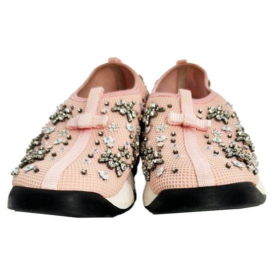 Dior Fusion Kristallverzierte Slip-On Sneakers aus pinkfarbenem Polyester - Image 2