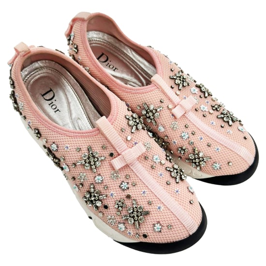 Dior Fusion Kristallverzierte Slip-On Sneakers aus pinkfarbenem Polyester - Image 5