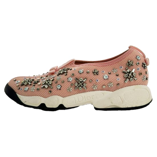 Dior Fusion Kristallverzierte Slip-On Sneakers aus pinkfarbenem Polyester - Image 6