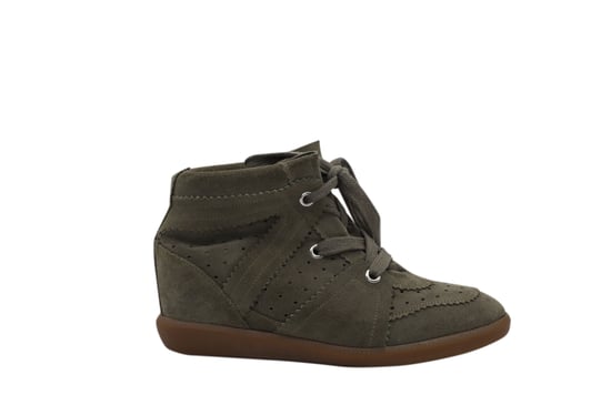 Isabel Marant Bobby Wedge Schnürsneaker aus grünem Wildleder - Image 1