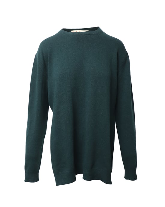 Marni Langarm-Pullover mit asymmetrischem Saum aus grüner Wolle - Image 1