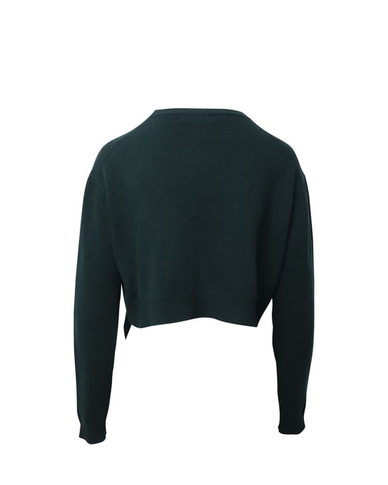 Marni Langarm-Pullover mit asymmetrischem Saum aus grüner Wolle - Image 2