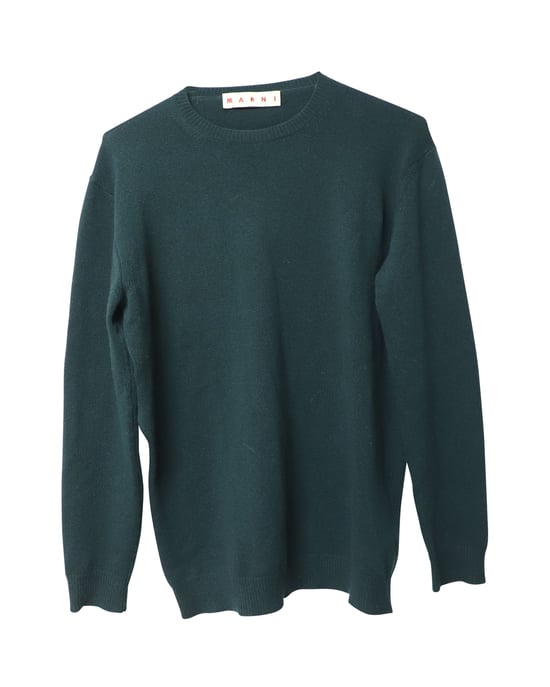 Marni Langarm-Pullover mit asymmetrischem Saum aus grüner Wolle - Image 4