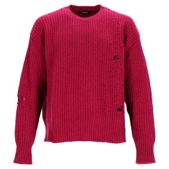 Dsquared2 Pullover mit Rundhalsausschnitt im Used-Look aus roter Wolle - Image 1