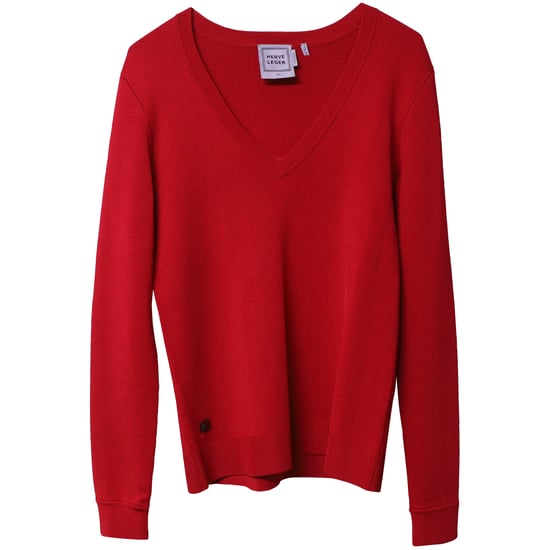 Herve Leger V-Ausschnitt-Pullover aus rotem Viskose - Image 4