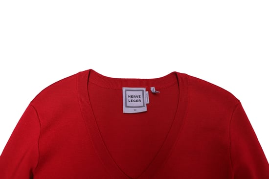 Herve Leger V-Ausschnitt-Pullover aus rotem Viskose - Image 6