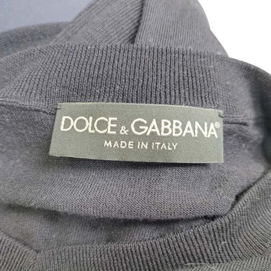Dolce & Gabbana Strickpullover mit V-Ausschnitt aus marineblauer Wolle - Image 4