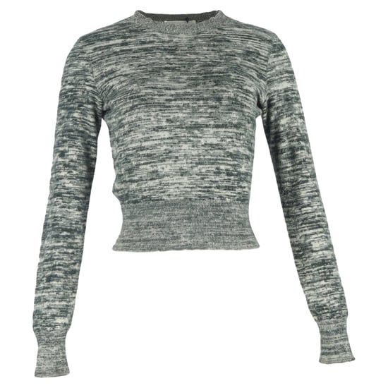 Victoria Beckham Cropped Melange Sweater aus grauer Baumwolle - Image 1