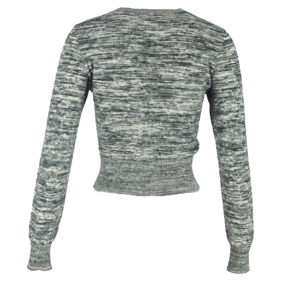 Victoria Beckham Cropped Melange Sweater aus grauer Baumwolle - Image 3