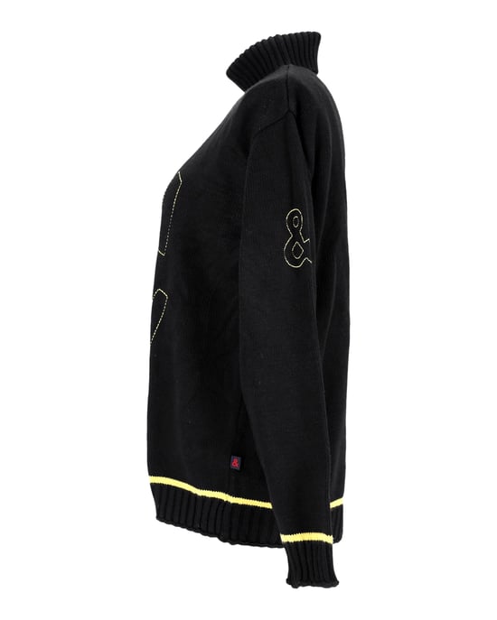 Dolce & Gabbana SNOW Hochgeschlossener Strickpullover aus bedruckter schwarzer Wolle - Image 2