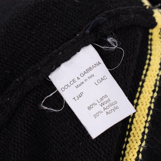 Dolce & Gabbana SNOW Hochgeschlossener Strickpullover aus bedruckter schwarzer Wolle - Image 6