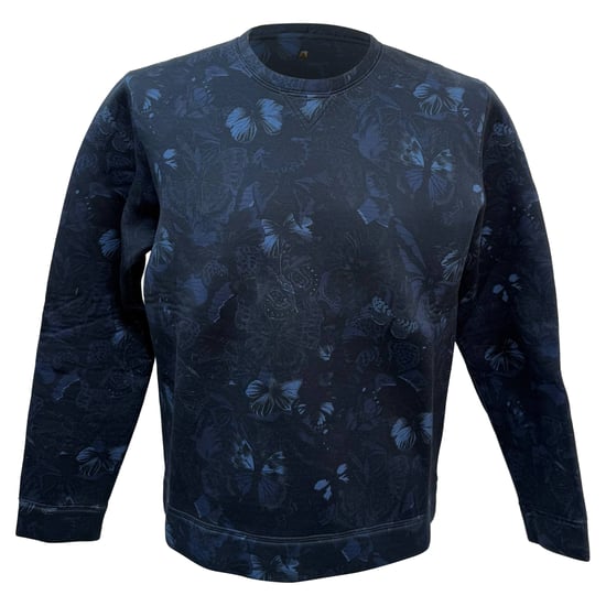 Valentino Neopren Schmetterling Sweatshirt aus Baumwolle in Marineblau - Image 1