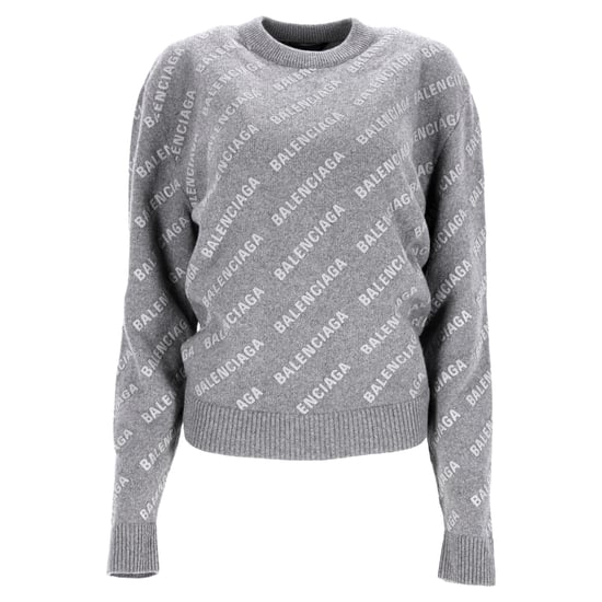 Balenciaga Pullover mit Allover-Logo aus grauer Wolle - Image 1