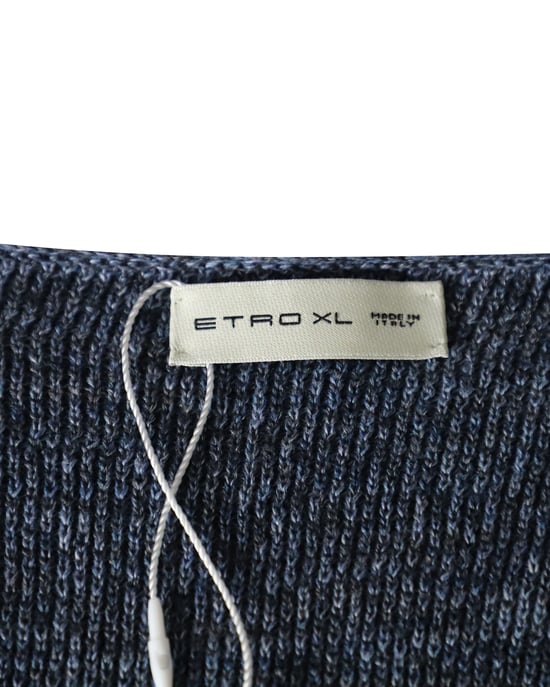 Etro V-Ausschnitt Strickpullover aus blauem Baumwoll-Leinen - Image 4
