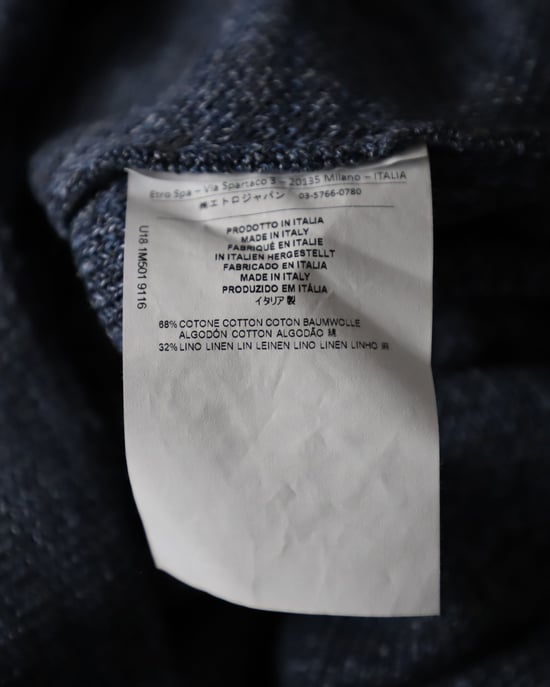 Etro V-Ausschnitt Strickpullover aus blauem Baumwoll-Leinen - Image 5