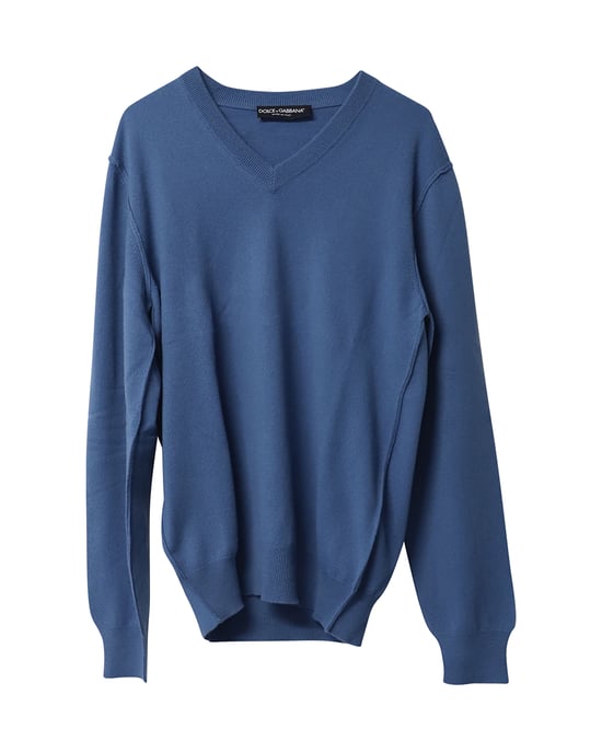 Dolce & Gabbana V-Ausschnitt Pullover aus blauer Kaschmirwolle - Image 2