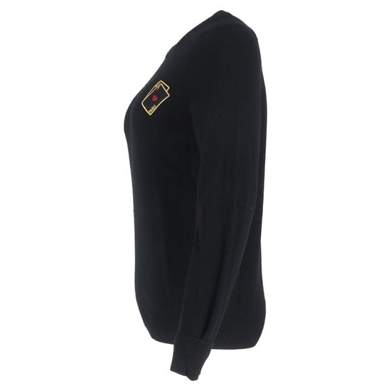 Saint Laurent Pullover mit Rundhalsausschnitt und Spielkartenstickerei aus schwarzem Kaschmir - Image 2