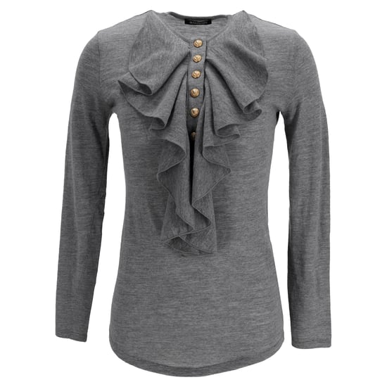Balmain Pullover mit Rüschenakzenten aus grauer Wolle - Image 1