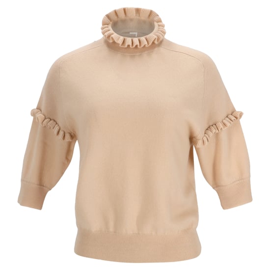 Chloé Rüschenpullover mit halben Ärmeln aus beigefarbenem Kaschmir - Image 1