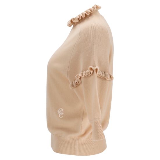 Chloé Rüschenpullover mit halben Ärmeln aus beigefarbenem Kaschmir - Image 2
