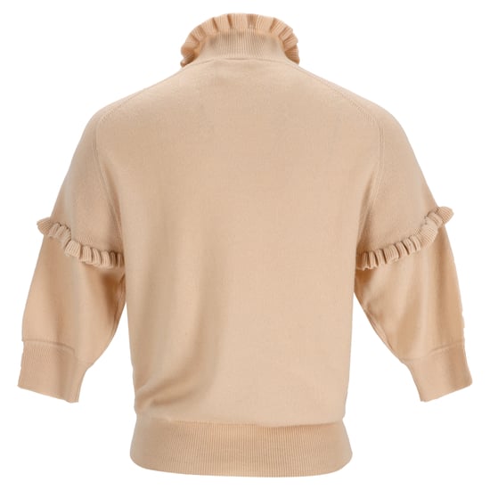 Chloé Rüschenpullover mit halben Ärmeln aus beigefarbenem Kaschmir - Image 3
