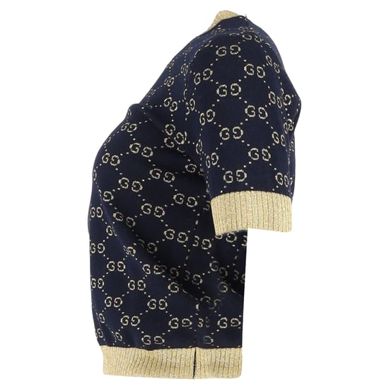 Gucci GG Lamé-Top aus marineblauer Baumwolle - Image 2