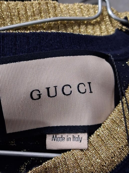 Gucci GG Lamé-Top aus marineblauer Baumwolle - Image 4