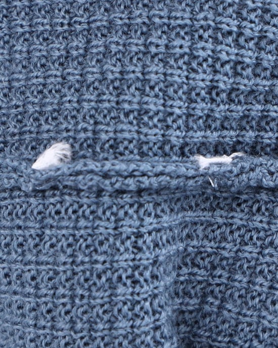 Sandro – Rundhals-Strickpullover aus blauer Baumwolle - Image 4