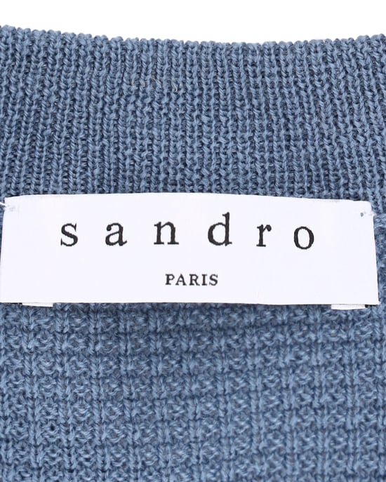 Sandro – Rundhals-Strickpullover aus blauer Baumwolle - Image 5