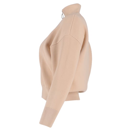 Sandro Paris bestickter Pullover mit halbem Reißverschluss aus beiger Baumwolle - Image 2