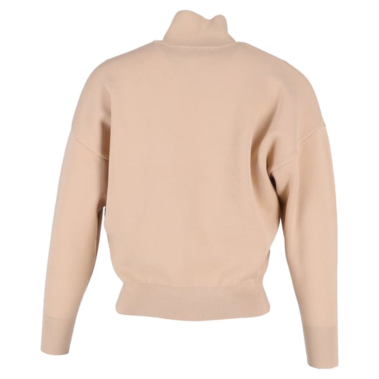 Sandro Paris bestickter Pullover mit halbem Reißverschluss aus beiger Baumwolle - Image 3