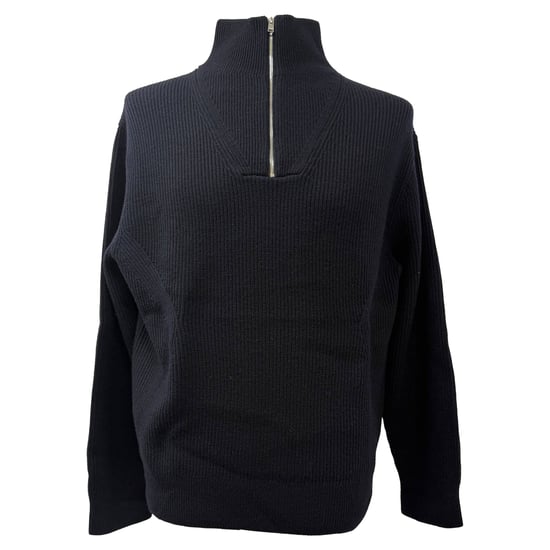 Theory Halbzipper gestrickter Pullover aus schwarzer Merinowolle - Image 1