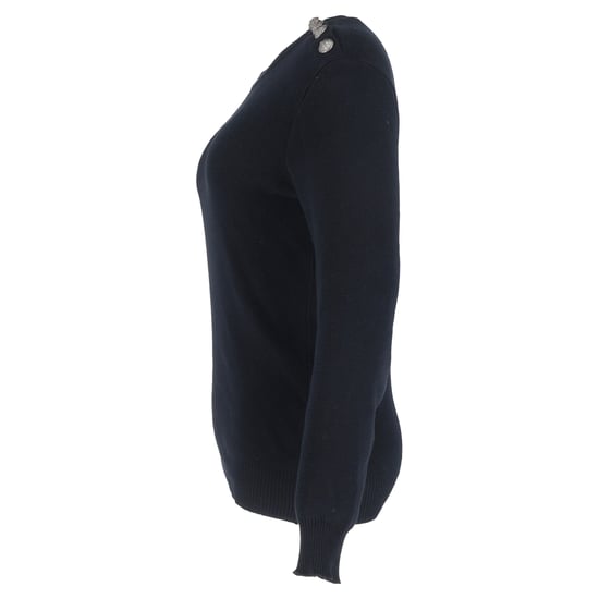 Balmain Strickpullover mit Knopfdetails aus schwarzer Wolle - Image 2
