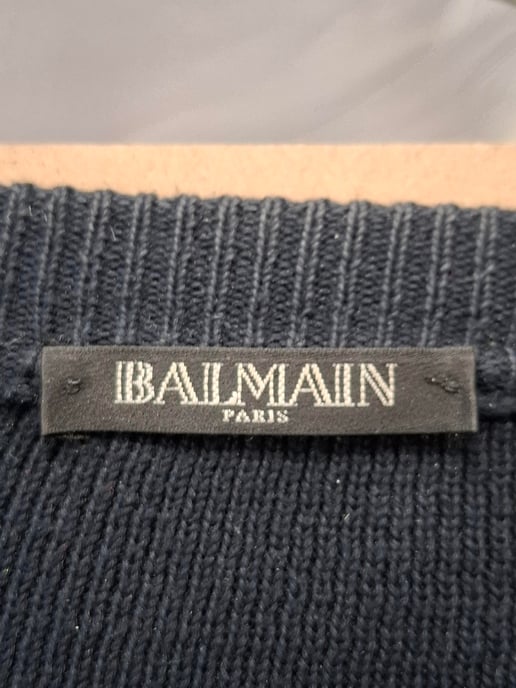 Balmain Strickpullover mit Knopfdetails aus schwarzer Wolle - Image 4