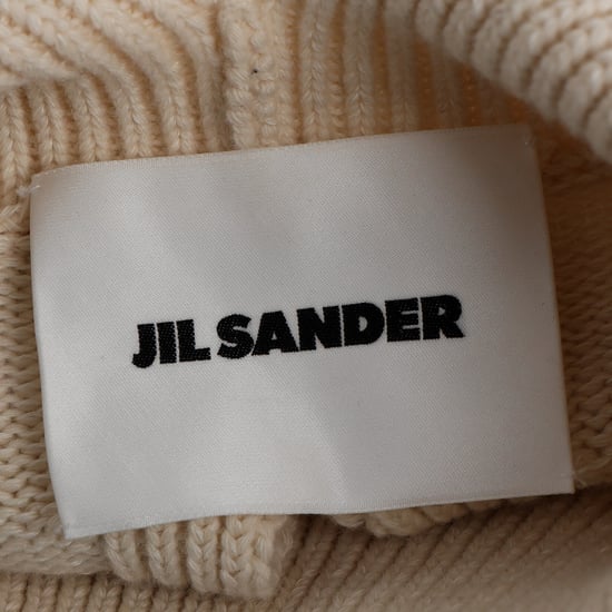 Jil Sander Strickpullover mit Stehkragen und offenem Rücken aus cremefarbener Wolle - Image 4