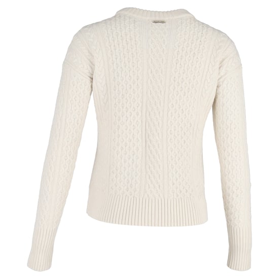 Michael Kors Zopfstrickpullover mit Kettenverzierung aus weißer Wolle - Image 3