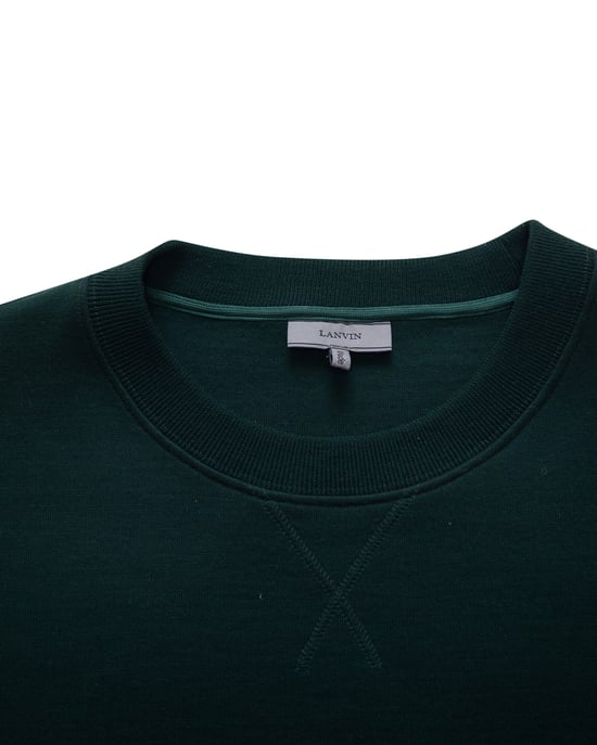 Lanvin Strickpullover mit Kettenstich aus grüner Wolle - Image 3