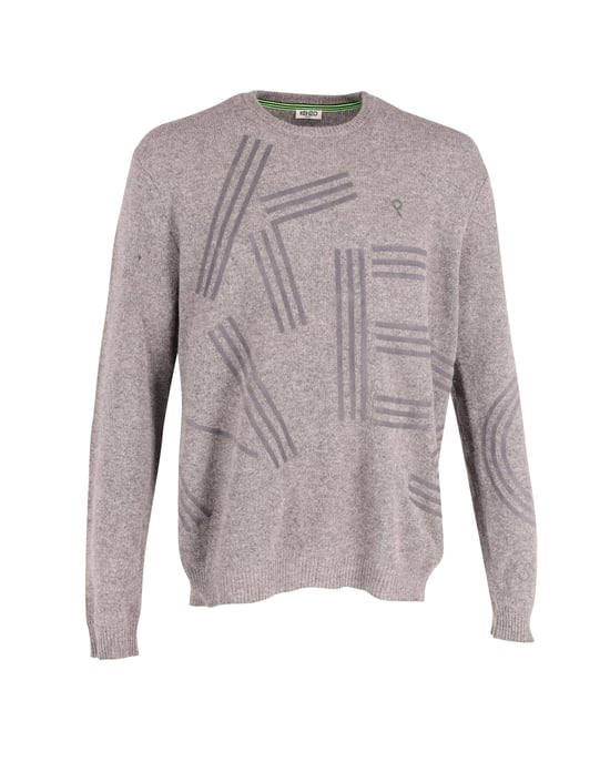 Kenzo Grauer Flockdruck-Pullover aus grauer Wolle - Image 1