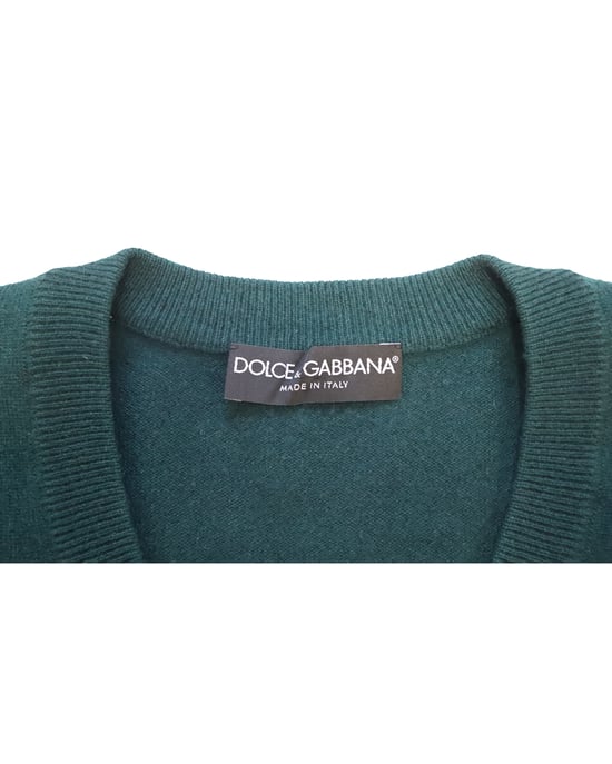 Dolce & Gabbana V-Ausschnitt-Pullover aus grünem Kaschmir - Image 4