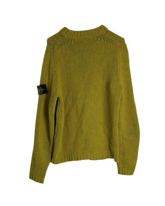 Stone Island Grobstrickpullover mit Rundhalsausschnitt aus gelber Wolle - Image 2