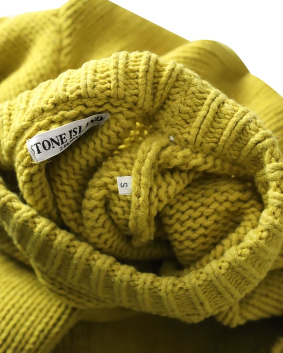 Stone Island Grobstrickpullover mit Rundhalsausschnitt aus gelber Wolle - Image 4