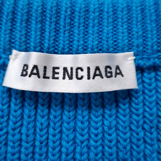 Balenciaga V-Ausschnitt-Pullover aus blauer Baumwolle - Image 4