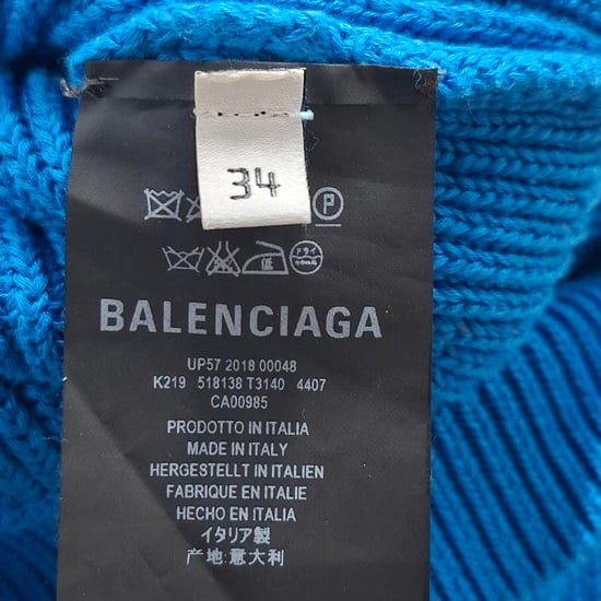 Balenciaga V-Ausschnitt-Pullover aus blauer Baumwolle - Image 5