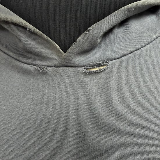 Balenciaga Oversized Hoodie mit Logoprint und Used-Look aus marineblauer Baumwolle - Image 2