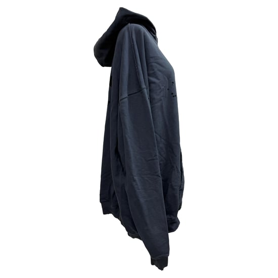 Balenciaga Oversized Hoodie mit Logoprint und Used-Look aus marineblauer Baumwolle - Image 3
