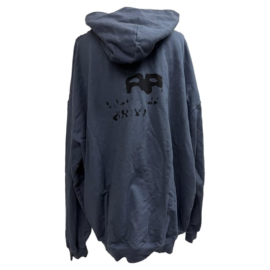 Balenciaga Oversized Hoodie mit Logoprint und Used-Look aus marineblauer Baumwolle - Image 4