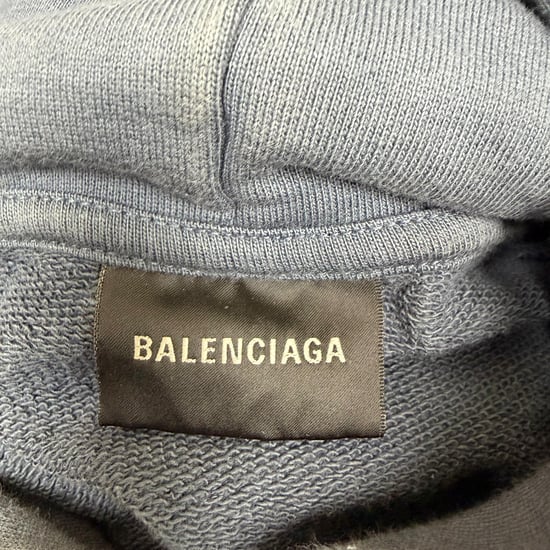 Balenciaga Oversized Hoodie mit Logoprint und Used-Look aus marineblauer Baumwolle - Image 5